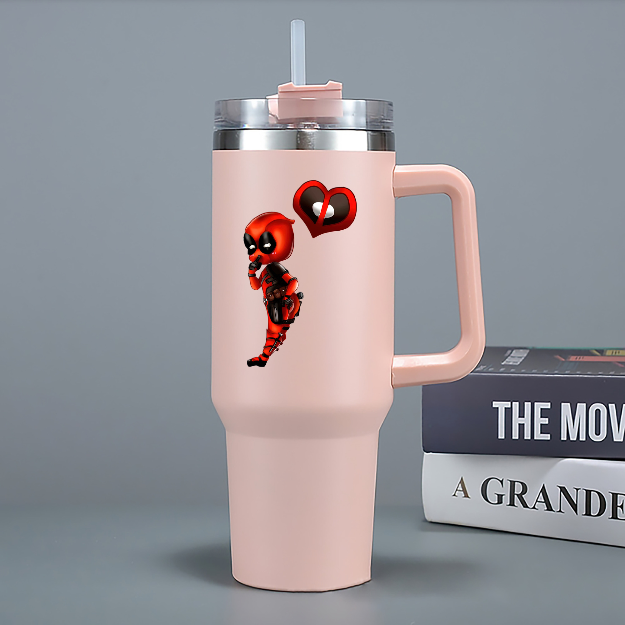 （画像用） Deadpool デッドプール 1200mL車用タンブラー - クリスタルステッカー（プラスチックストロー付き）